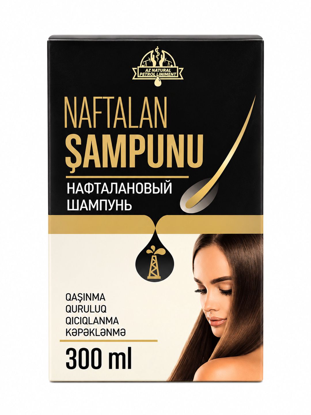 Naftalan şampunu saçlar üçün Az Natural Petrol Liniment, 300 ml — Mallar, Bakı