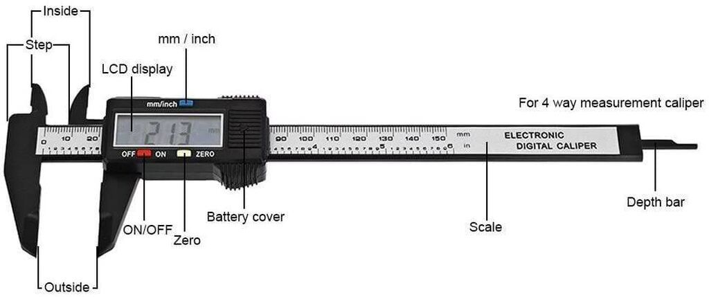 150 mm Rəqəmsal Display Elektron Kaliper (Ştangenpərgar) - 0–150 mm — Ölçü alətləri, Bakı (4)