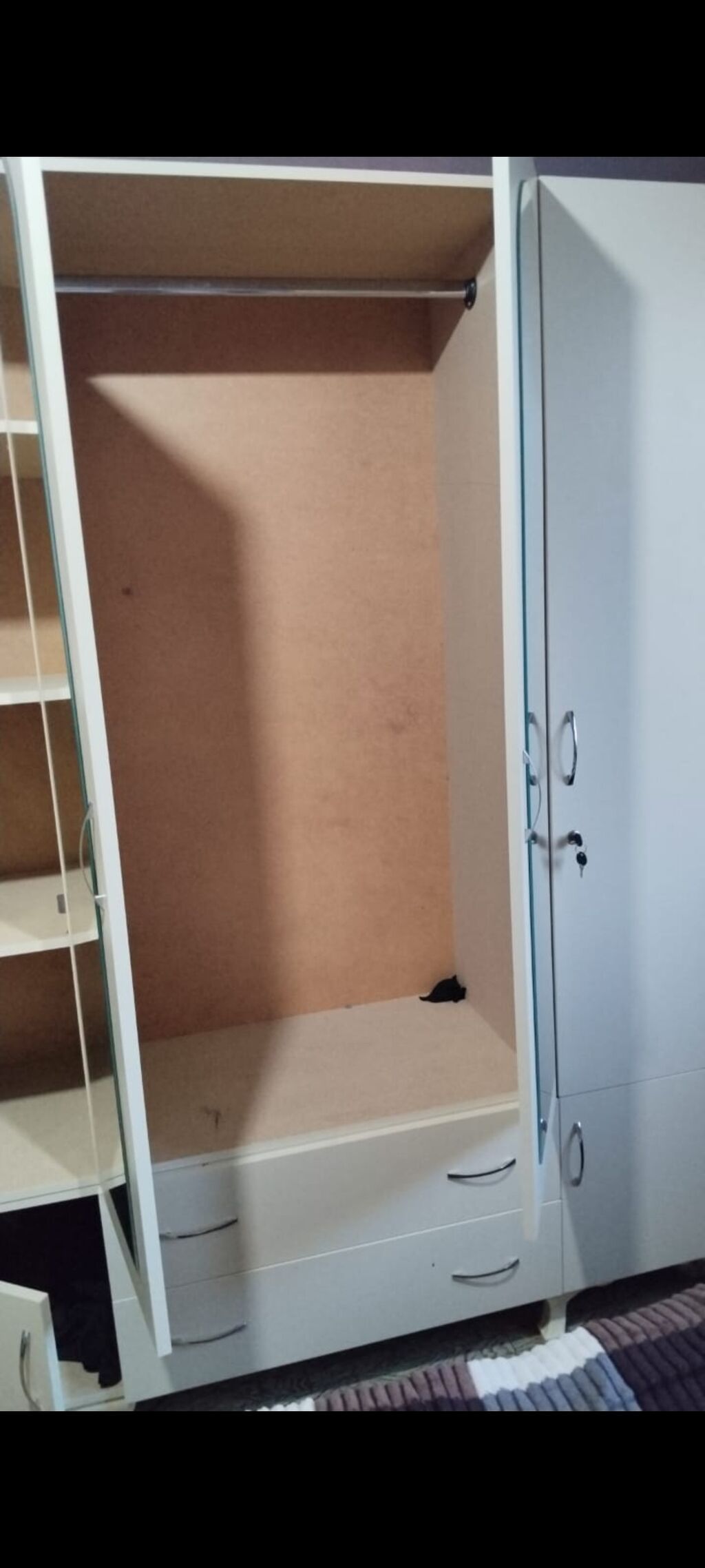 Yataq otağı üçün mebel dəsti - Ağ rəngli, güzgülü böyük qarderob — Yataq otağı mobilya dəstləri, Bakı (3)