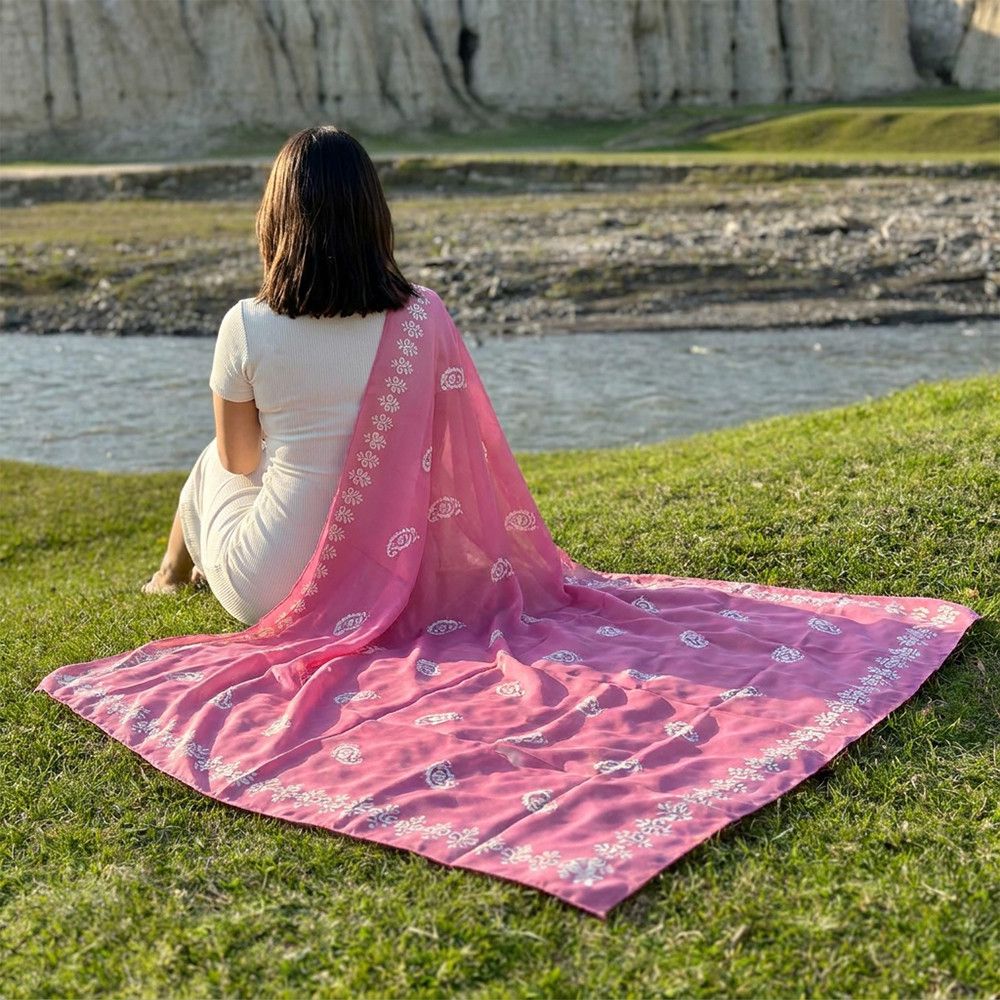 Kəlağayı Süsən, ipək, tünd çəhrayı, 150x150 sm — Mallar, Bakı (3)