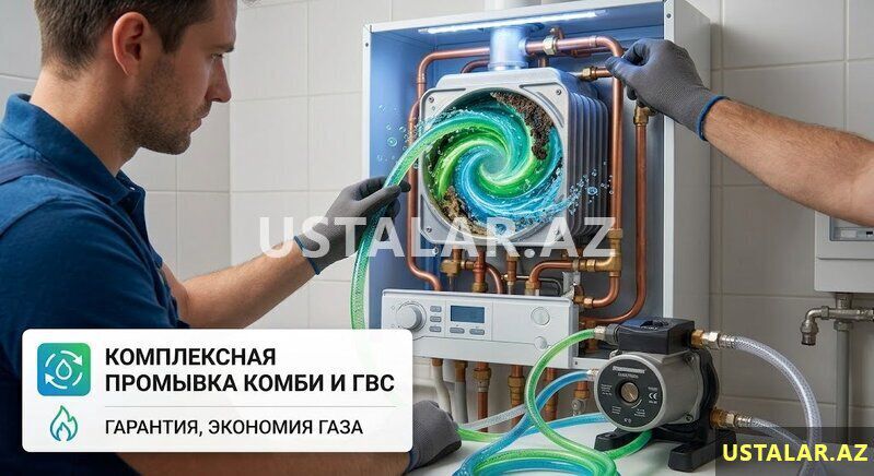 Профессиональная промывка комби — Santexnika və kommunikasiyalar, Bakı (4)