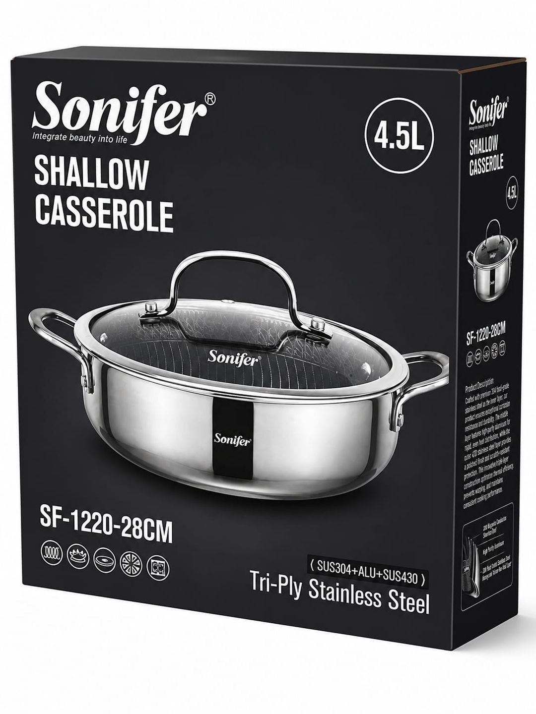 Qazan Sonifer SF-1220, paslanmayan polad, gümüşü, 28 sm — Mallar, Bakı