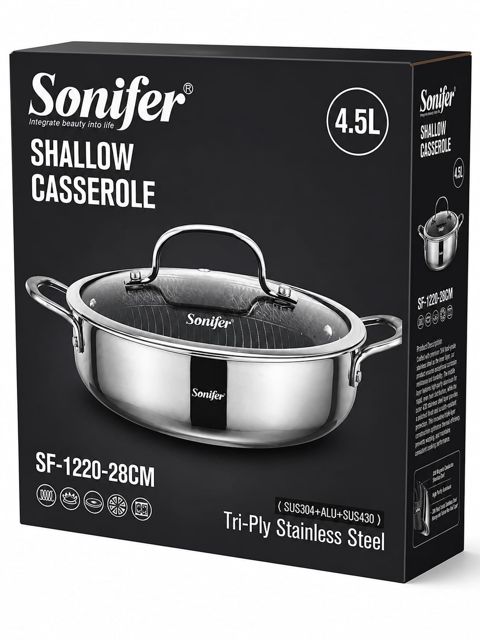 Qazan Sonifer SF-1220, paslanmayan polad, gümüşü, 28 sm — Bakı