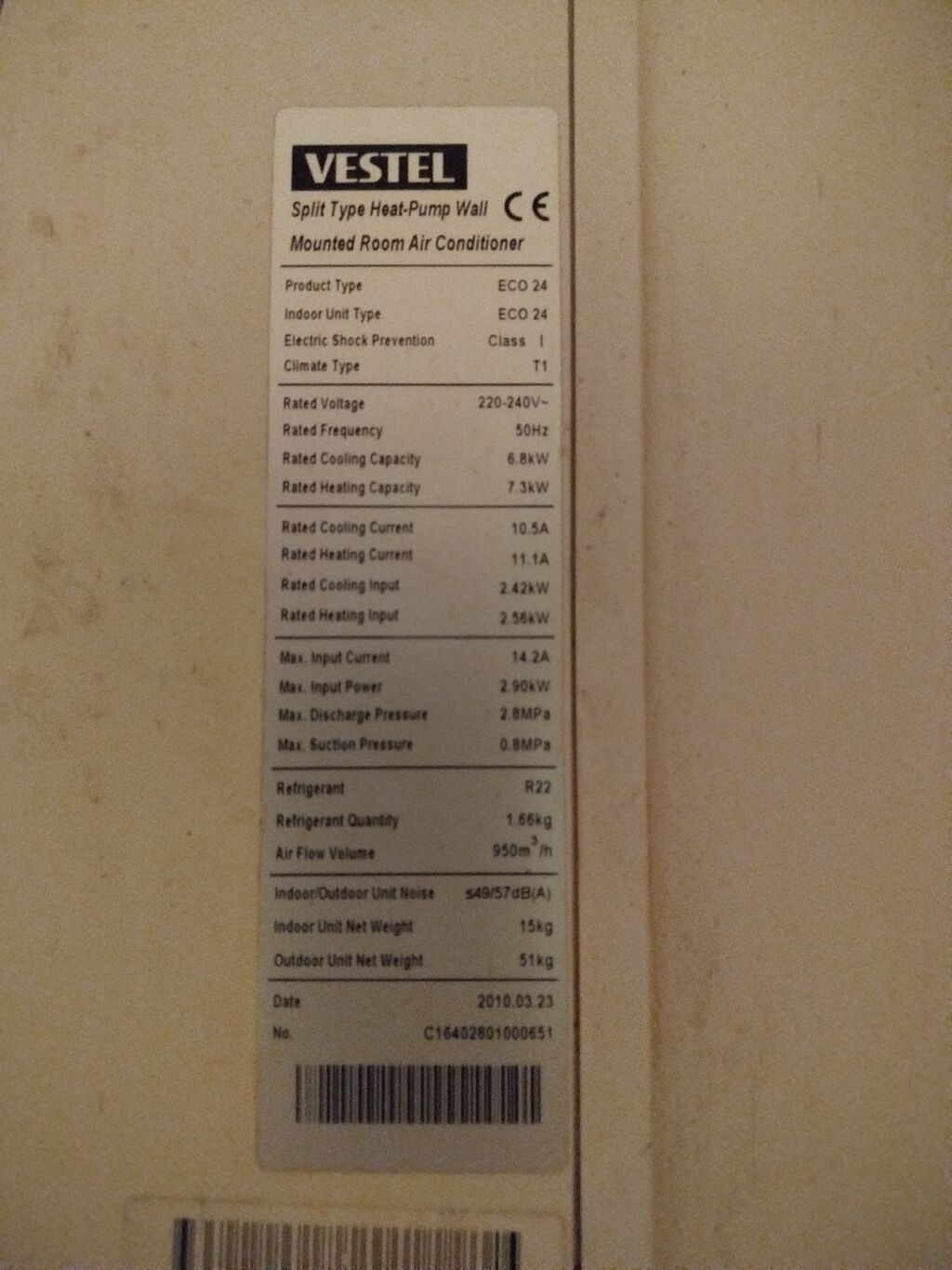 Vestel split tipli divara quraşdırılan kondisioner – ECO 24 Texniki — Kondisioner və split-sistemlər, Bakı (5)