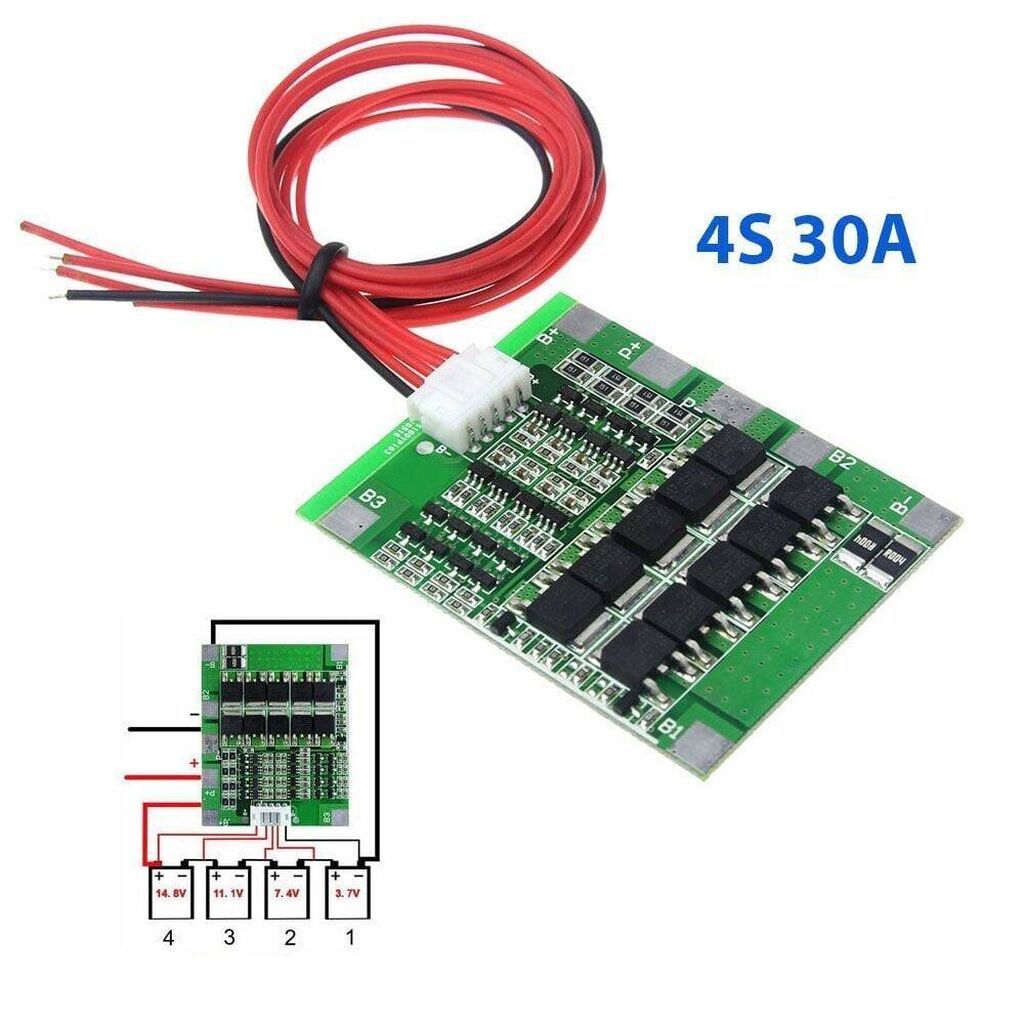 BMS Modul 4S 30A Li‑Po Batareya Balans Şarj Dövrəsi Təyinat: 4S — Smartfon ehtiyat hissələri, Bakı (2)