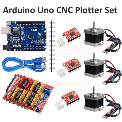 Arduino Uno CNC Plotter Təkmilləşdirilmiş Dəst (A4988 + CNC Shield + — Bakı