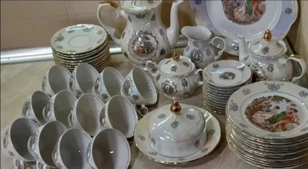 Çay dəsti, Farfor, 12 nəfərlik, Almaniya — Süfrə qabı, Digah (4)
