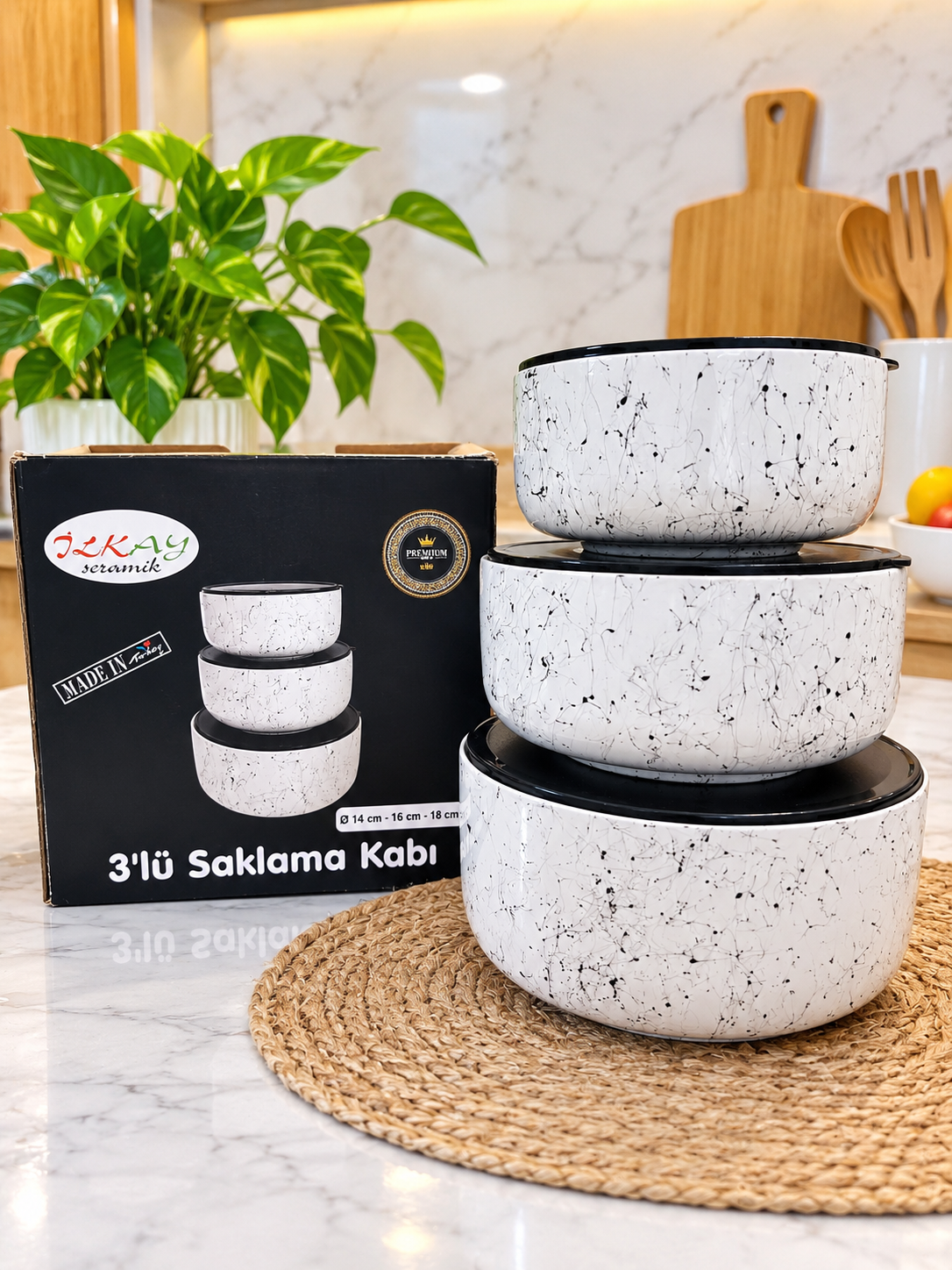 İlkay Seramik ərzaq saxlama qabları 3 ədəd — Bakı