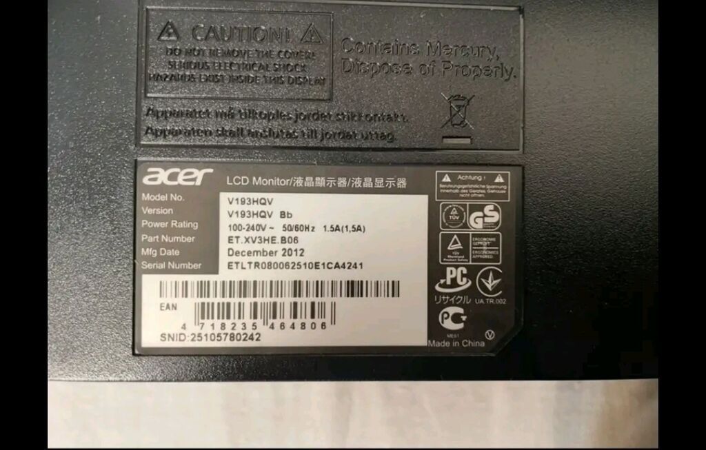 Acer V193HQV LCD monitor - Ekran ölçüsü: 18.5 düym (seriya: V193HQV — Monitorlər, Bakı (3)