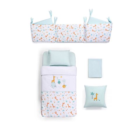 Uşaqlar üçün yataq dəsti Funna baby Giraffe Blue 70/80 sm, 7 əşya, örtük 100х150 sm, mələfə 130х190 sm, yastıq üzü 45х35 sm — Bakı