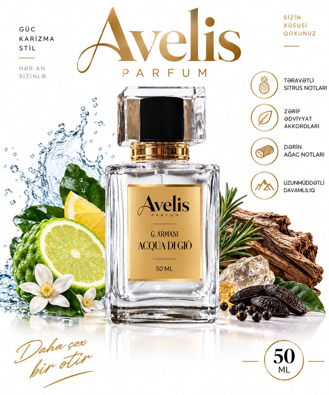 Avelis Parfum Acqua Di Gio ətir suyu kişilər üçün 50 ml — Mallar, Bakı