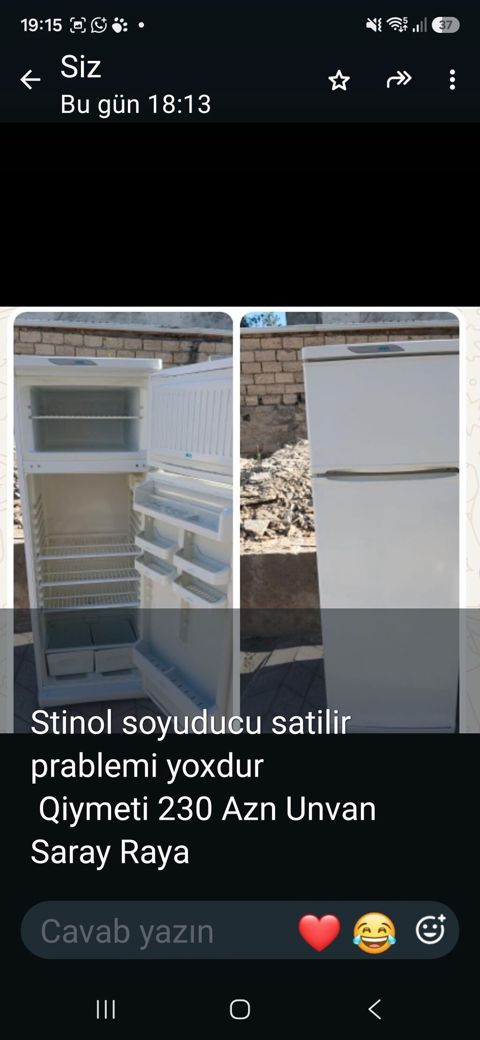 Stinol iki qapılı soyuducu - Rəng: ağ - Yuxarıda dondurucu bölmə — Sumqayıt