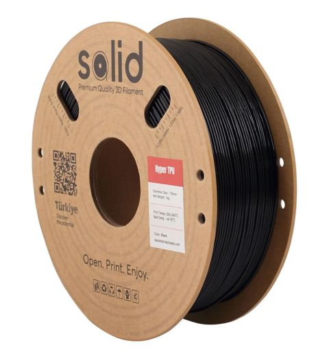 Solid TPU 95A Filament – Qara, 1 kq Elastik, davamlı və yüksək — Bakı