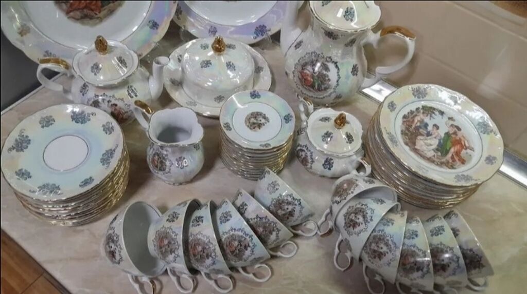 Çay dəsti, Farfor, 12 nəfərlik, Almaniya — Süfrə qabı, Digah