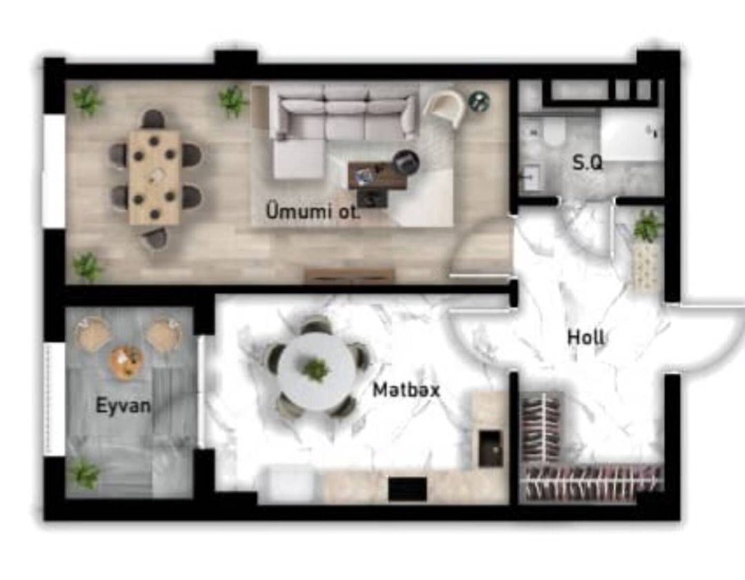 Satılır 1 otaqlı yeni tikili 55.1 m² — Mənzil, Bakı (4)