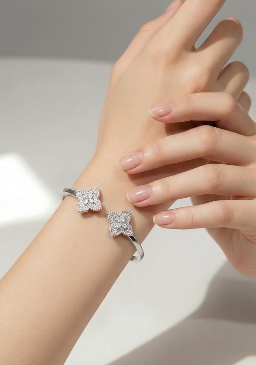 Van Cleef üslubunda iki tərəfli çiçəkli qadın qolbağı — Mallar, Bakı