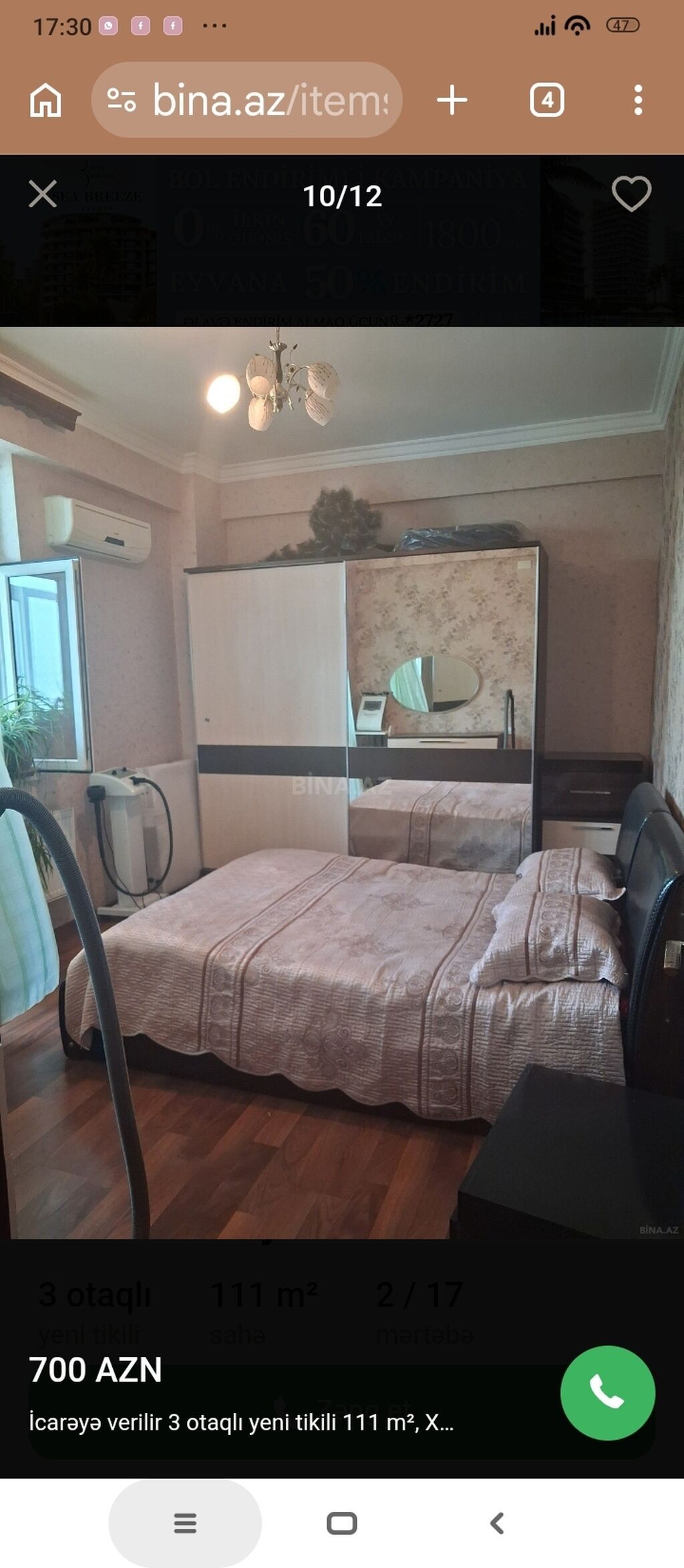 İcarə üçün mənzil – 3 otaqlı, 111 m², yeni tikili, 2/17 mərtəbə.MƏNZİL — Mənzil, Bakı (8)