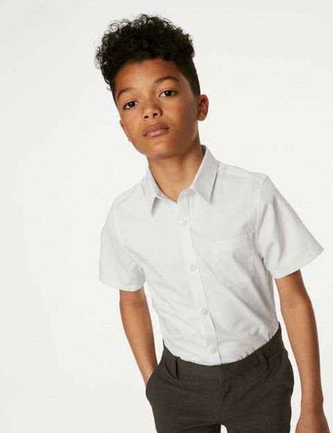 Oğlanlar üçün 2 ədədli məktəbli qısaqol köynək dəsti Marks & Spencer school shirt, ağ, pambıq, ölçü 10-11 yaş — Bakı
