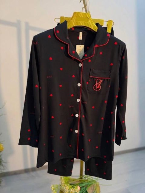 Şalvarlı pijama dəsti, qara, poliester, ölçü M/L — Bakı
