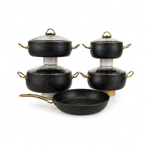 Qab-qacaq dəsti 55151, qranit, qara, 9 parça — Bakı