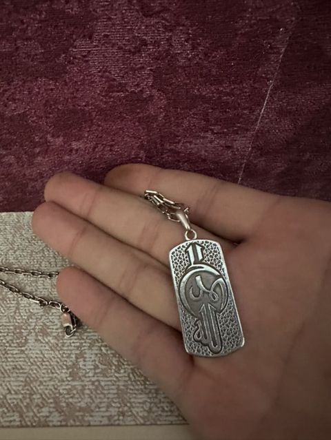 Osmanlı tuğrası motivli gumuş boyunbağı - Material: gümüş — Bərdə
