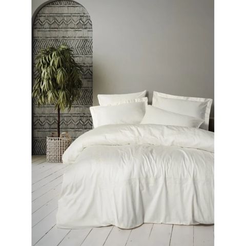 Yataq dəsti Cotton Box Brode Luxe Ekru, yorğan üzü 200x220 sm, mələfə 240x260 sm, 4 əd yastıq üzü 50x70 sm, ikinəfərlik, pambıq — Bakı