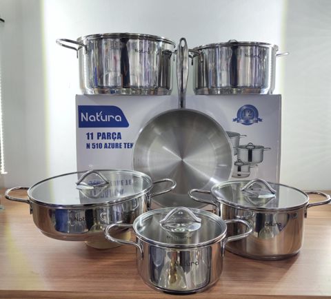 Qazan dəsti Natura 002, gümüşü, 11 parça — Bakı