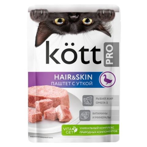 Nəm yem Kott Pro Hair&Skin, paştet ördək əti ilə, 75 q — Bakı