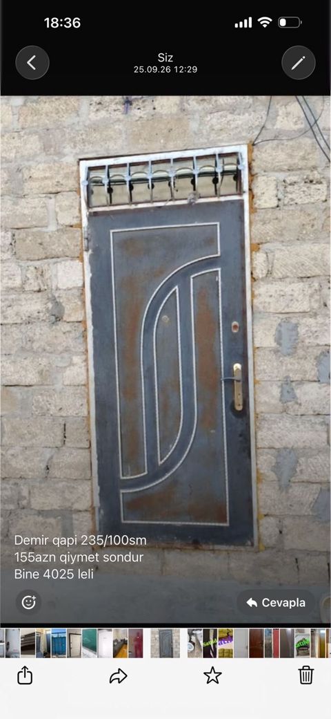 Demir qapi 235/100sm 155azn qiymet sondur Bine 4025 leli — Bakı