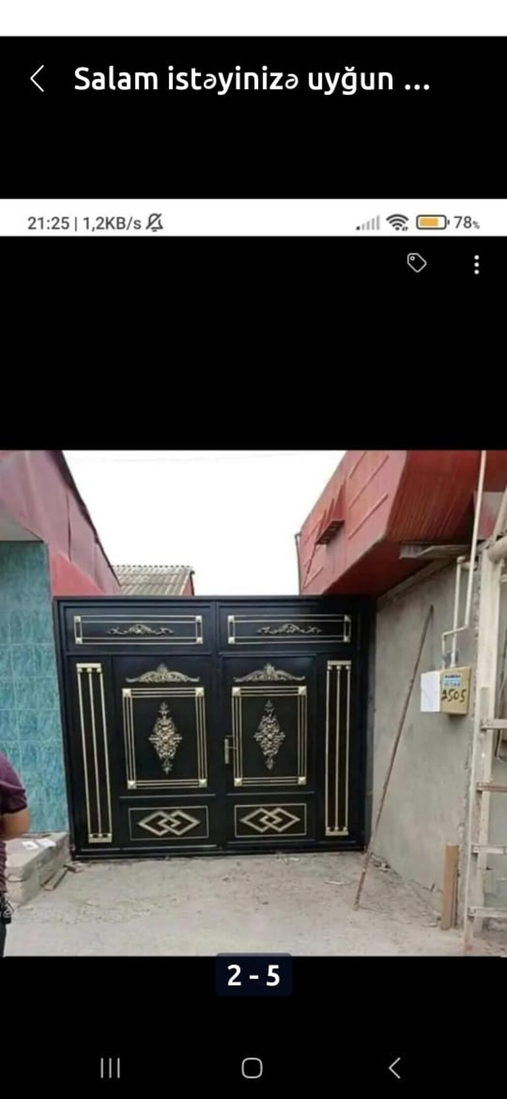 Yeni Dəmir Həyət darvazası, Yana açılan, Mexaniki, Qapı ilə, rəng - Qara, Kredit var, Pulsuz quraşdırma, Pulsuz çatdırılma — Pəncərələr, qapılar, balkonlar, Quba (3)