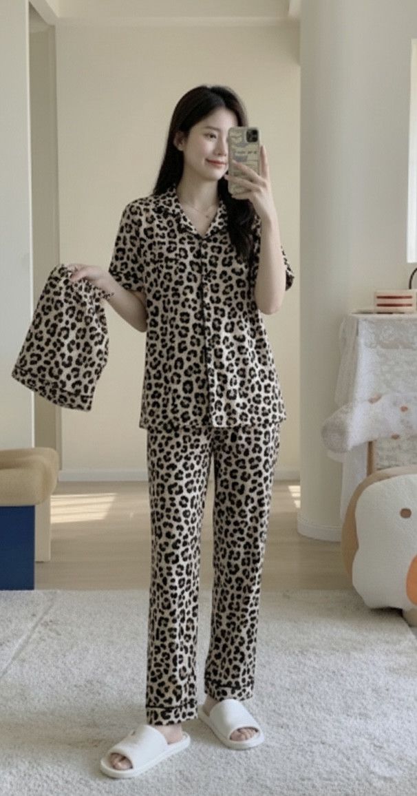 Şalvarlı və şortlu pijama dəsti, poliester, qəhvəyi, ölçü One size — Mallar, Bakı