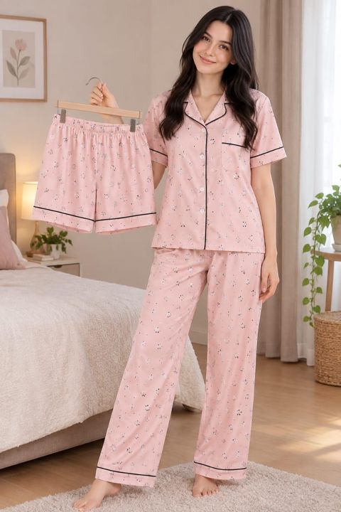 Qadın üçün pijama dəsti, çəhrayı, poliester, ölçü Xl/xxl — Bakı