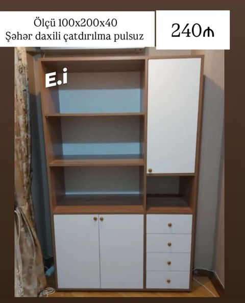 Çoxfunksiyalı dolab-rəf sistemi - Ölçü: 100×200×40 sm - Rəng və — Digah