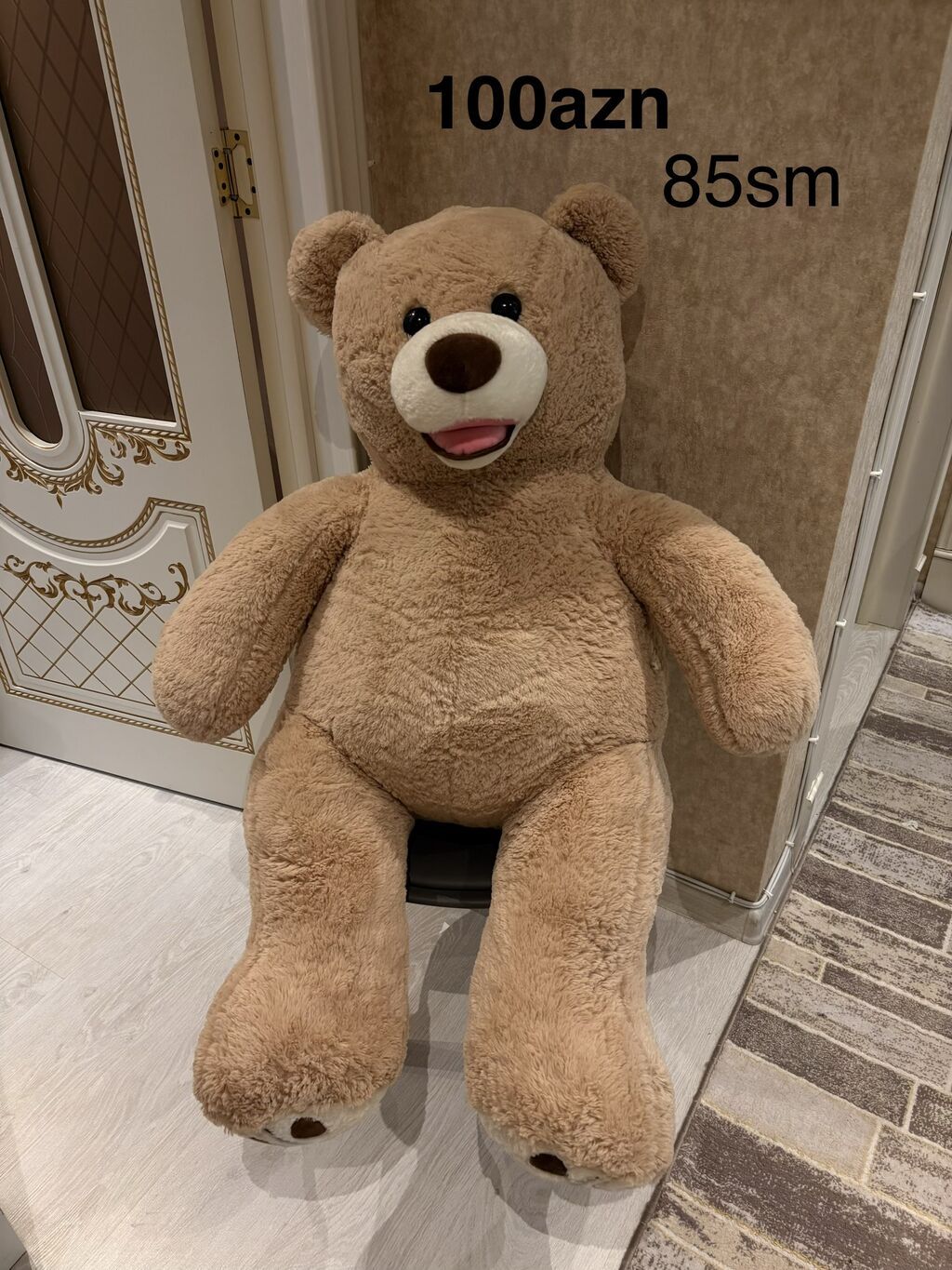 Böyük plyuş ayı oyuncaq - Rəng: açıq qəhvəyi - Ölçü: 85 sm (boy) — Yumşaq oyuncaqlar, Bakı
