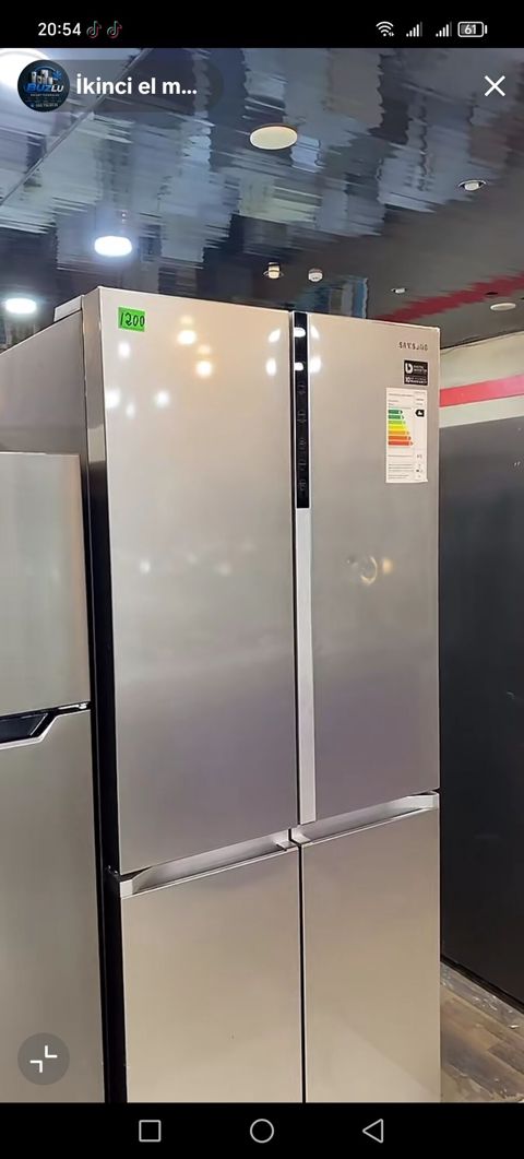 Dörd qapılı yan‑yana (French Door) soyuducu, paslanmayan polad (inox) — Digah