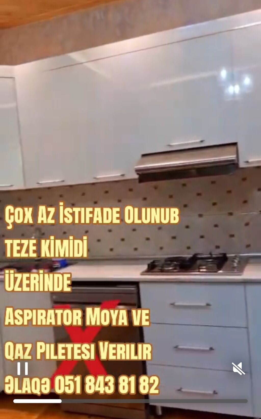 Mətbəx mebeli dəsti - Rəng: ağ, parlaq fasadlar - Planlama: L formalı — Mətbəx mobilyası, Göyçay