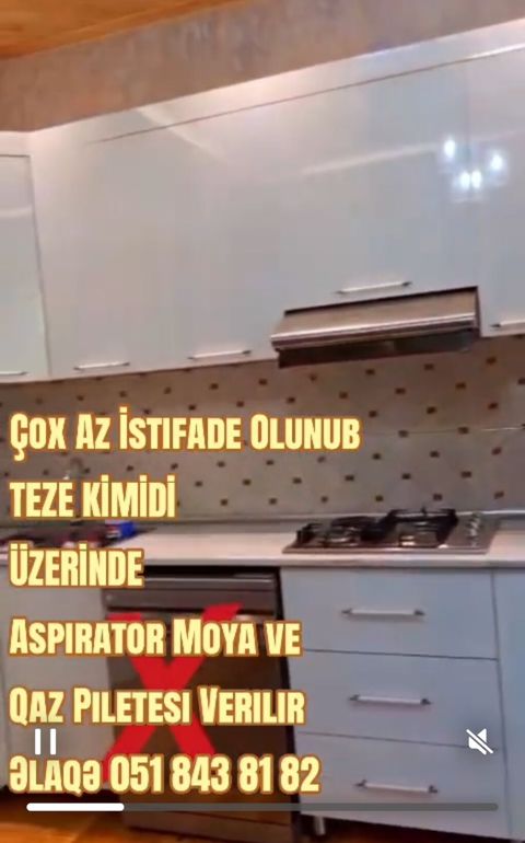 Mətbəx mebeli dəsti - Rəng: ağ, parlaq fasadlar - Planlama: L formalı — Göyçay