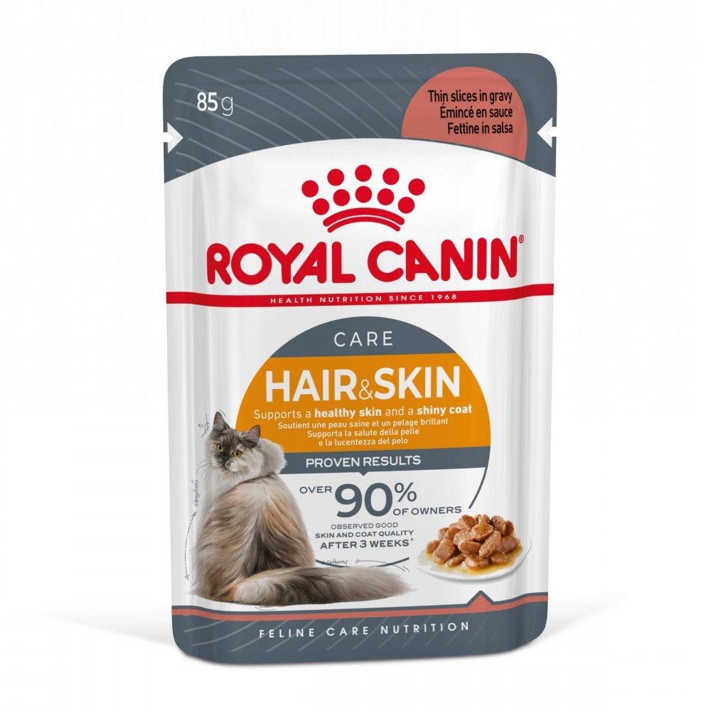 Nəm yem Royal Canin Hair&Skin yetkin pişiklər üçün, sousda parçalar, 85 q — Mallar, Bakı