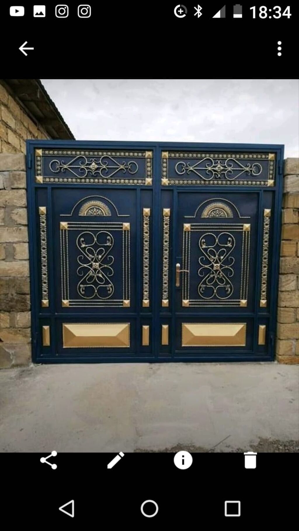 Yeni Dəmir Həyət darvazası, Yana açılan, Mexaniki, Qapı ilə, rəng - Qara, Kredit var, Pulsuz quraşdırma, Pulsuz çatdırılma — Pəncərələr, qapılar, balkonlar, Quba (8)