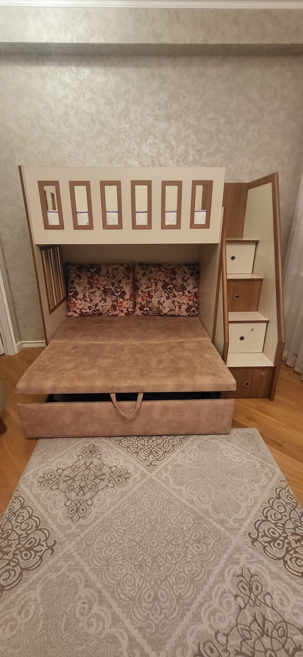 Uşaq otağı üçün çoxfunksiyalı iki mərtəbəli çarpayı-divan komplekti — Yataqlar, Bakı (2)