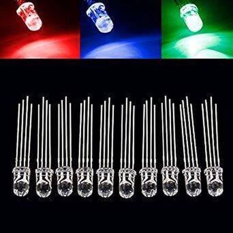 5 mm RGB LED Paketi – 10 ədəd - Rənglər: Qırmızı, Yaşıl və Mavi işıq — Bakı