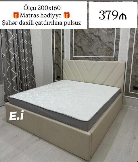 Məhsul: Yumşaq başlıqlı iki nəfərlik çarpayı + hədiyyə matras - Ölçü — Digah