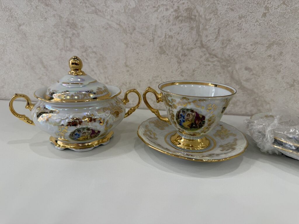 Çay dəsti, rəng - Ağ, Farfor, Çexiya — Süfrə qabı, Bakı (3)