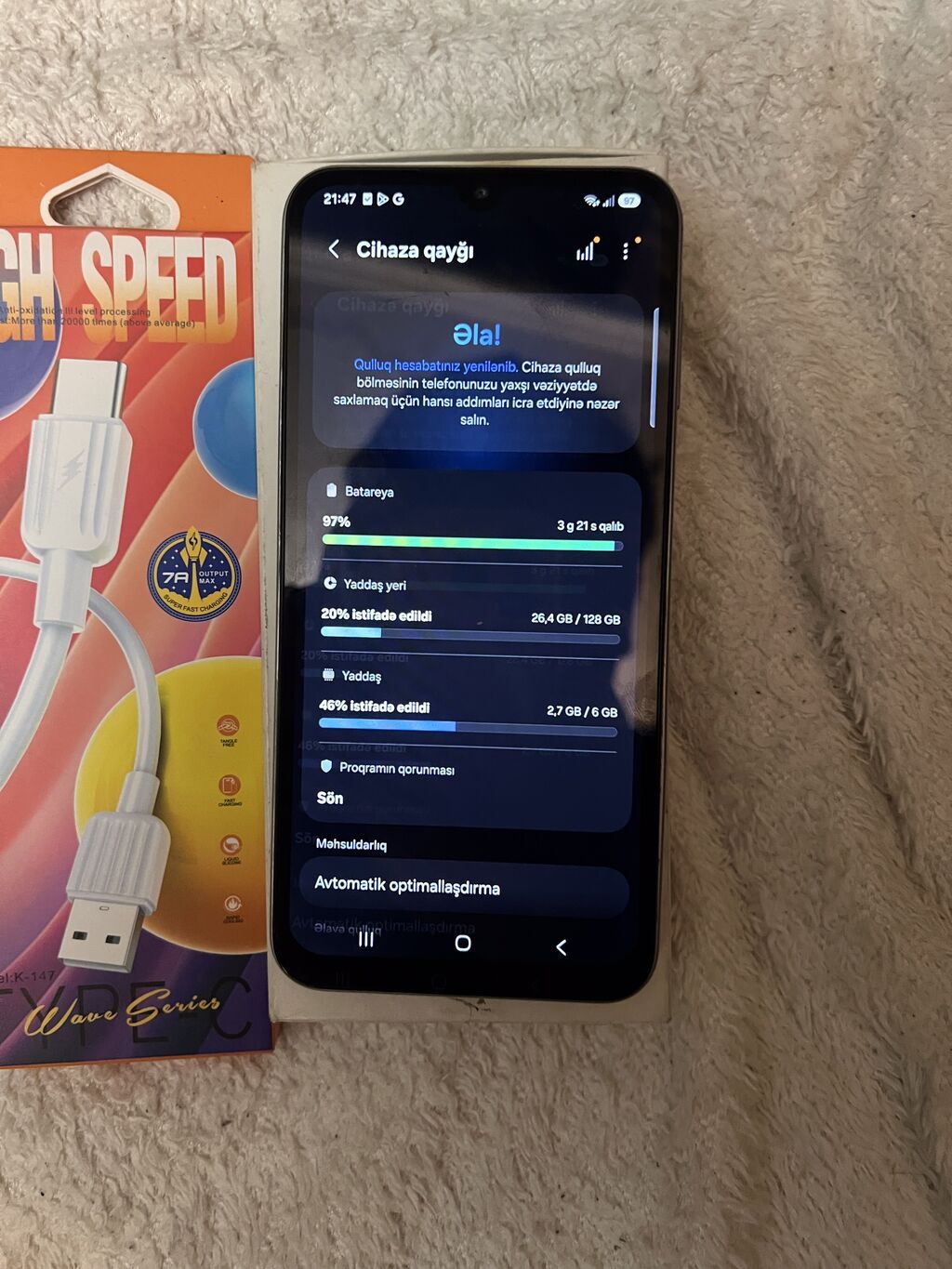 Samsung Galaxy A24 4G, 128 GB, rəng - Ağ, Sensor, Face ID — Samsung, Bakı (6)