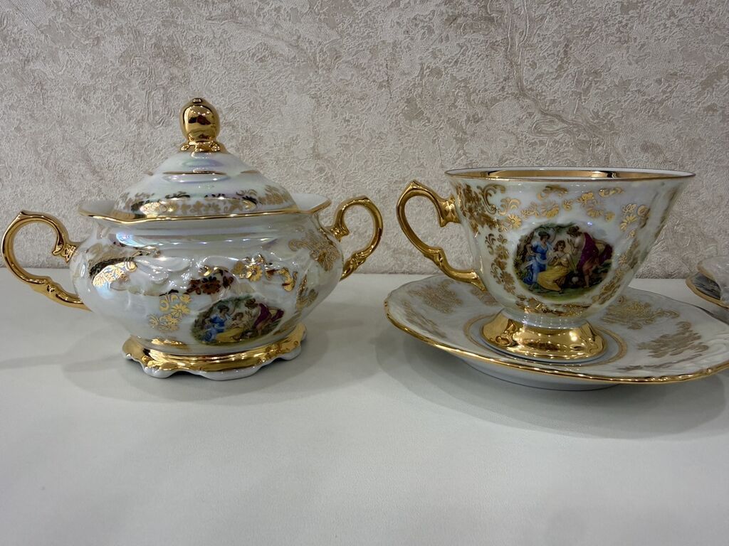 Çay dəsti, rəng - Ağ, Farfor, Çexiya — Süfrə qabı, Bakı (2)