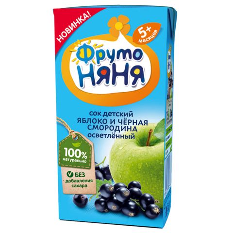 Uşaq şirəsi ФрутоНяня alma və qara qarağat, açıq rəngdə, 4+ ay, 0.2 l — Bakı