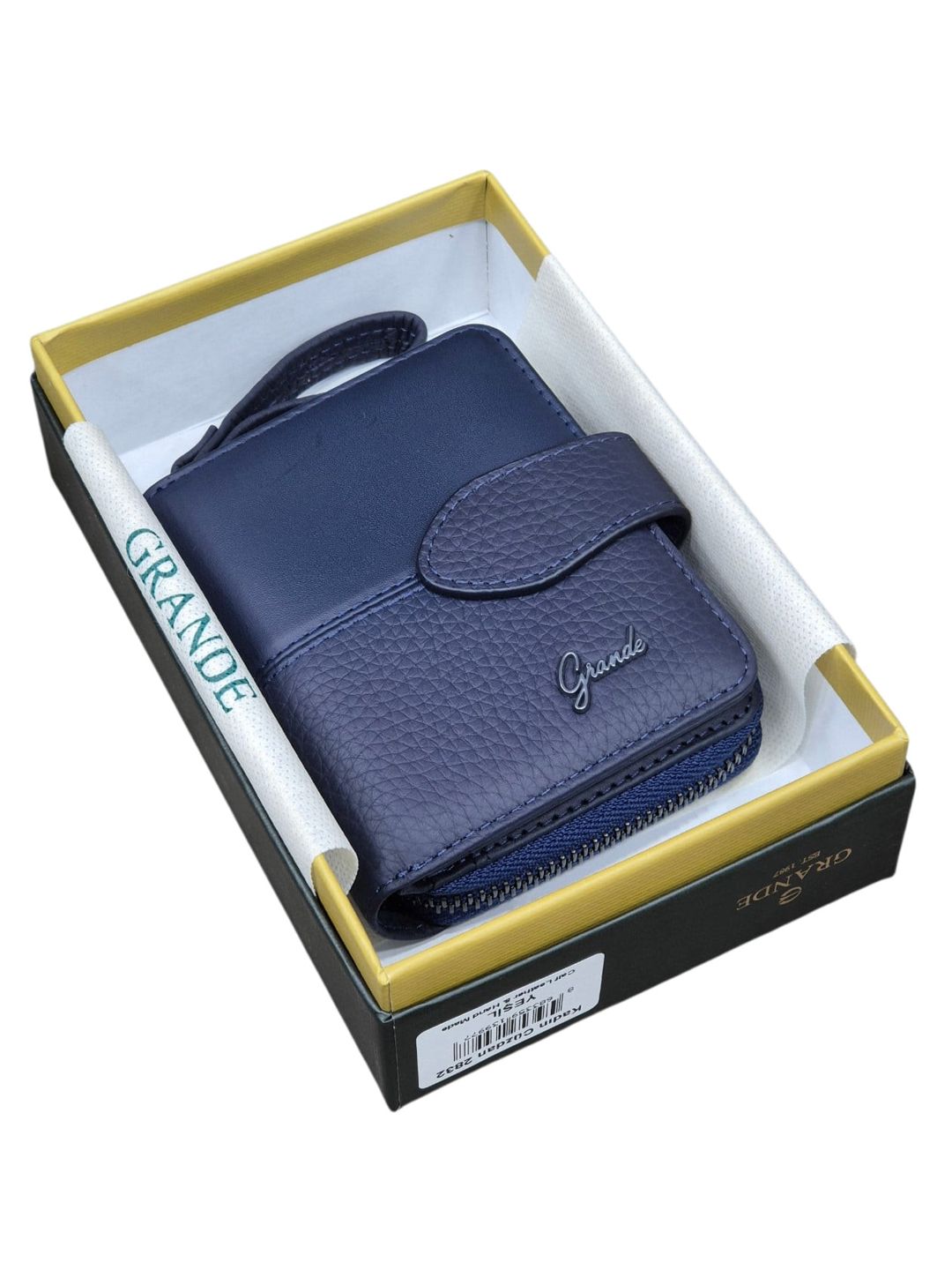 Qadınlar üçün pul kisəsi, təbii dəri, göy, 11x9 sm, 7 kart bölməsi, Türkiyə istehsalı - Grande_2831_Blue — Mallar, Bakı (2)