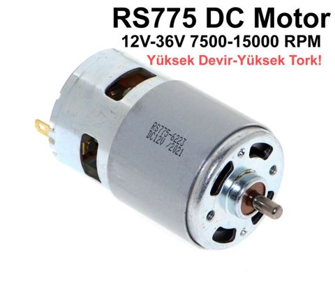 RS775 DC Motor – 12V–36V, 7500–22500 RPM Yüksək dövrlü, reduktorsuz — Bakı