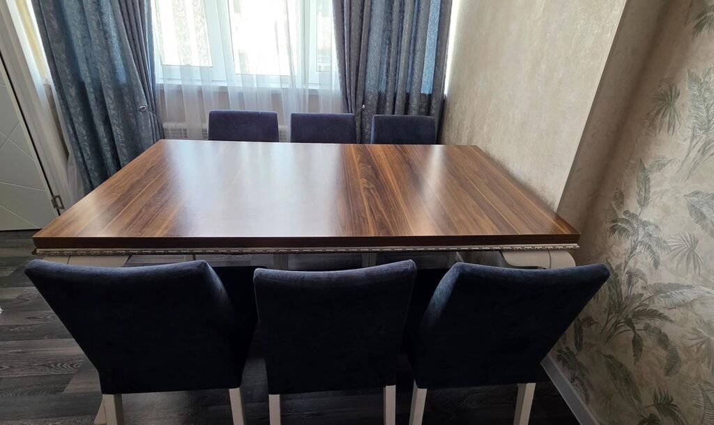 Qonaq otağı üçün, İşlənmiş, Açılmayan, Dördbucaq masa, 6 stul — Masalar və stullar, Cəbrayıl (2)