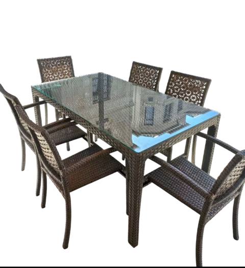 Bağ üçün mebel dəsti Zili Rattan ZR0080, qəhvəyi, stol 90х160 sm, stul 53х93 sm — Baku
